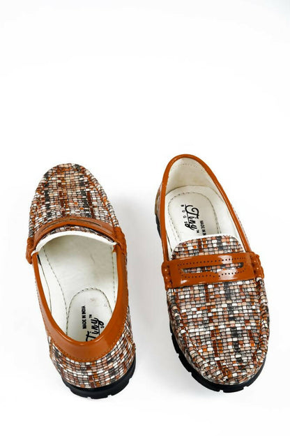 Tiny Bugs Boys Printed Slip On Loafers - Tan