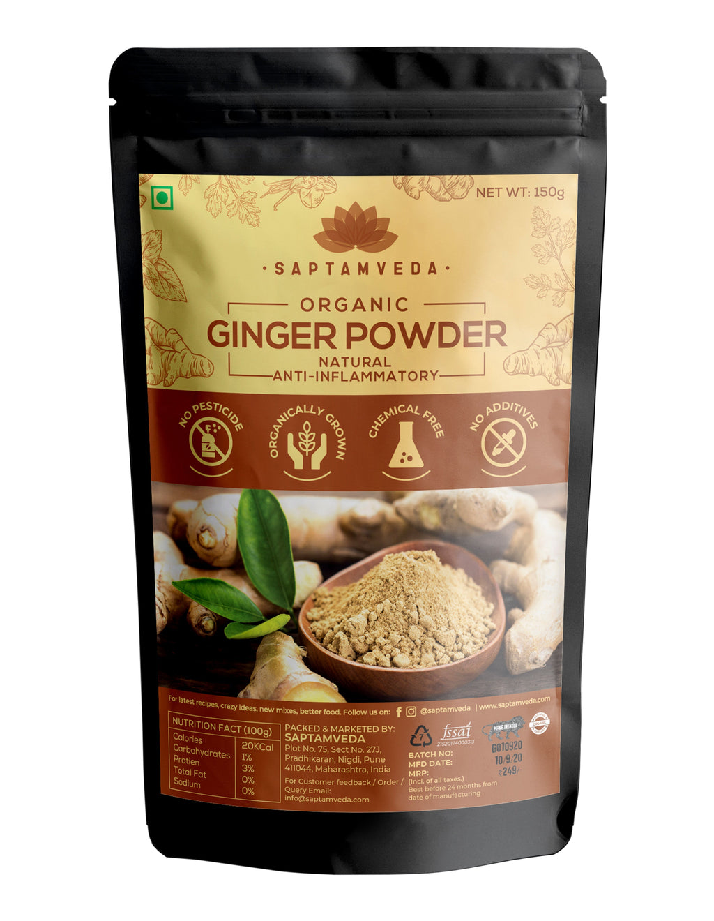 Saptamveda Organic Moringa Powder & Organic Ginger Powder Combo