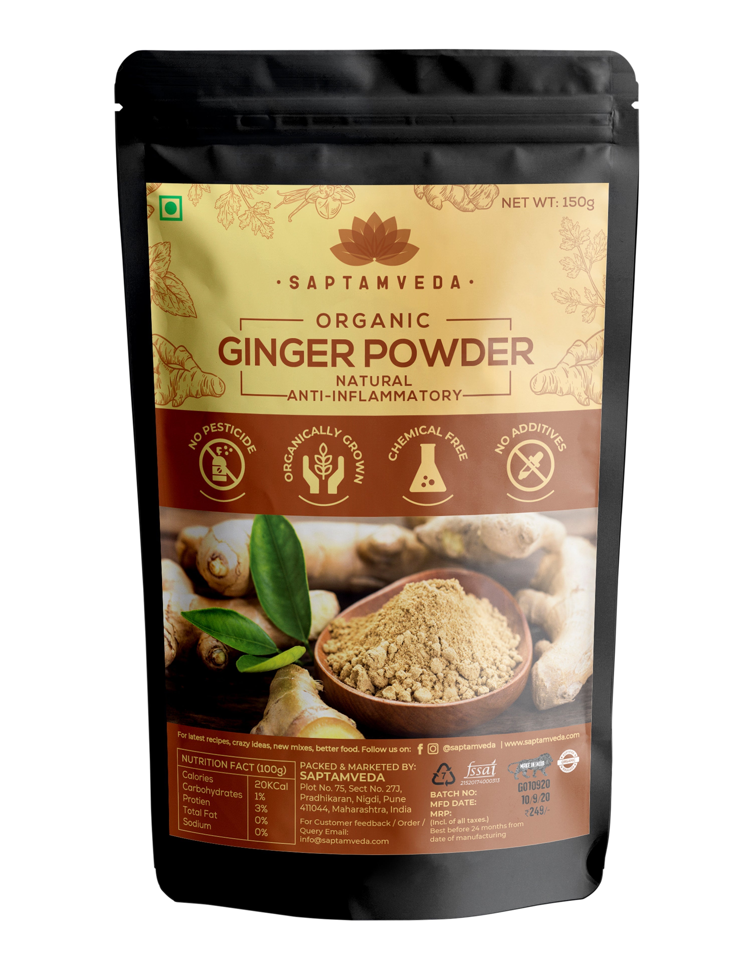 Saptamveda Organic Moringa Powder & Organic Ginger Powder Combo