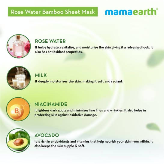 Mamaearth Rose Water Bamboo Sheet Mask with Rose Water & Milk -25 gm