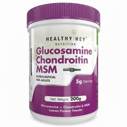 HealthyHey Glucosamine Chondroitin & MSM Powder Lemon Flavour - 200 gms