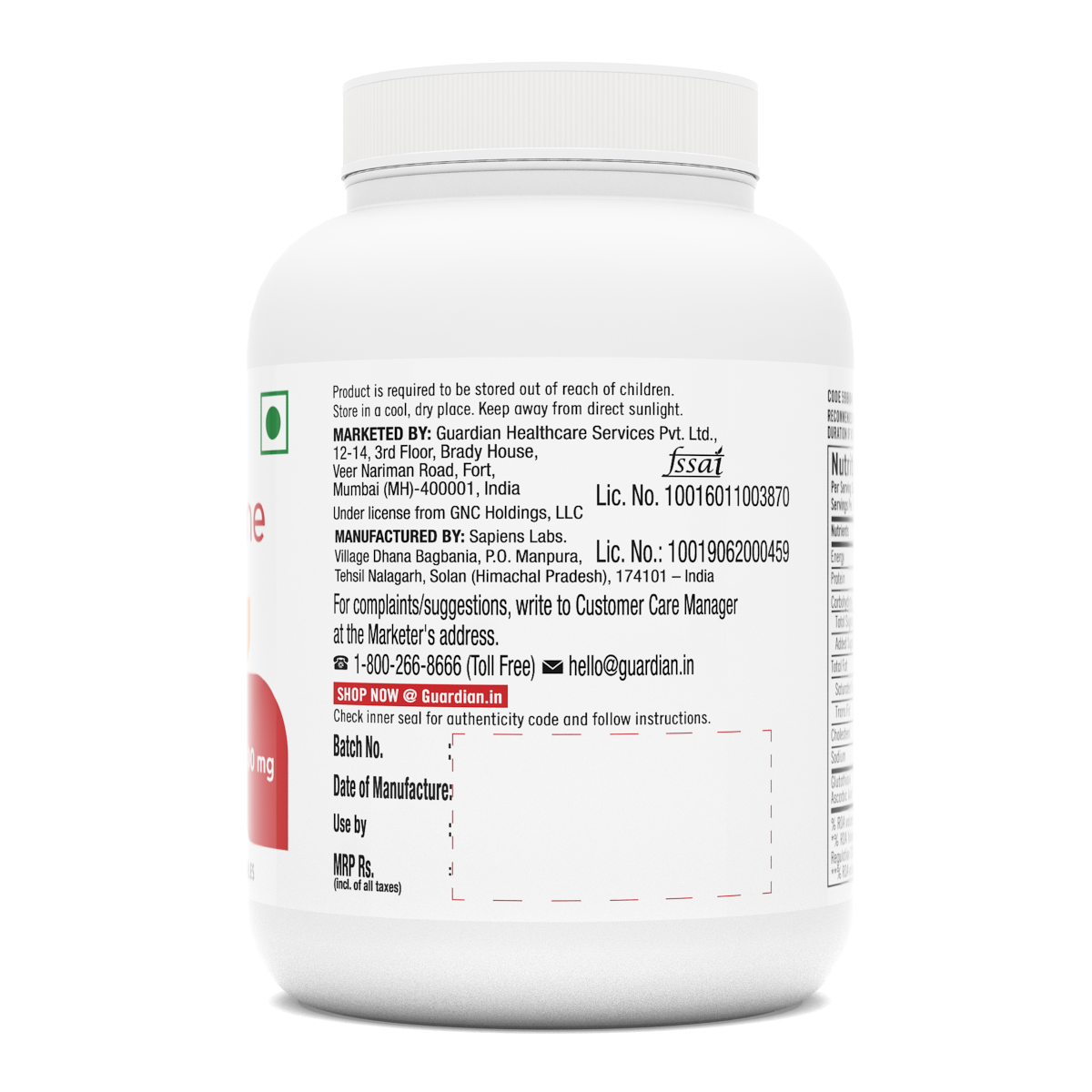 GNC L Glutathione Brightens Skin and Fades Dark Spots & Pigmentation - 60 tabs