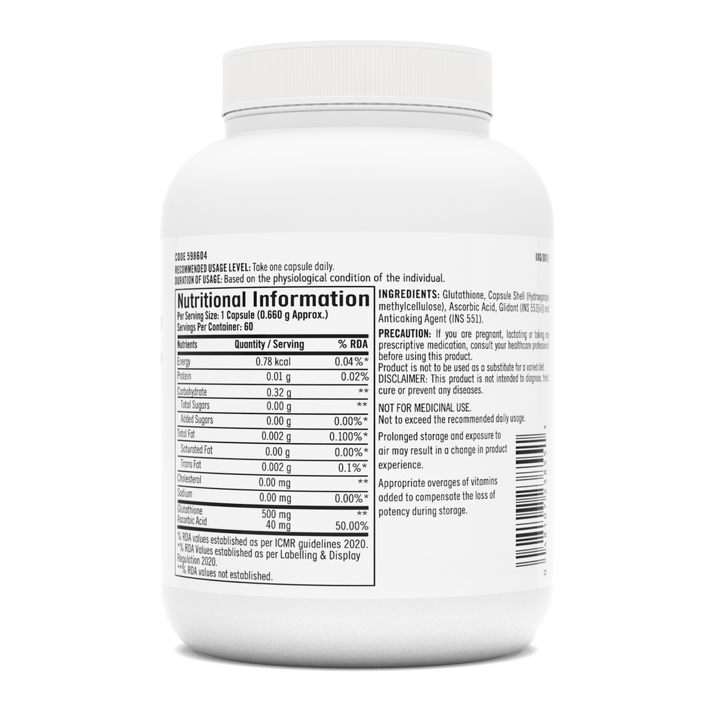 GNC L Glutathione Brightens Skin and Fades Dark Spots & Pigmentation - 60 tabs