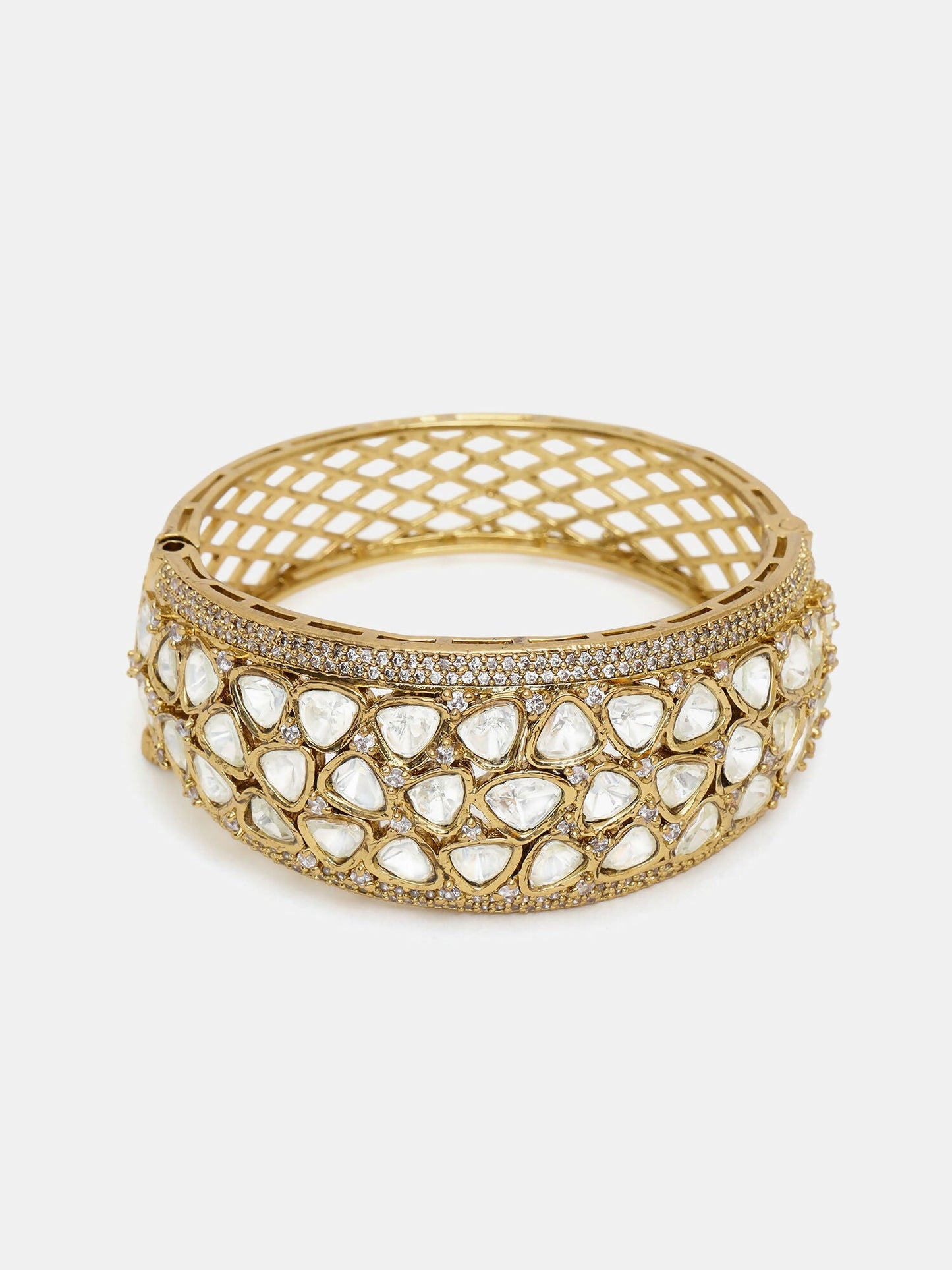 Ruby Raang 22k Gold Polished Kundan Bracelet
