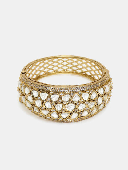 Ruby Raang 22k Gold Polished Kundan Bracelet