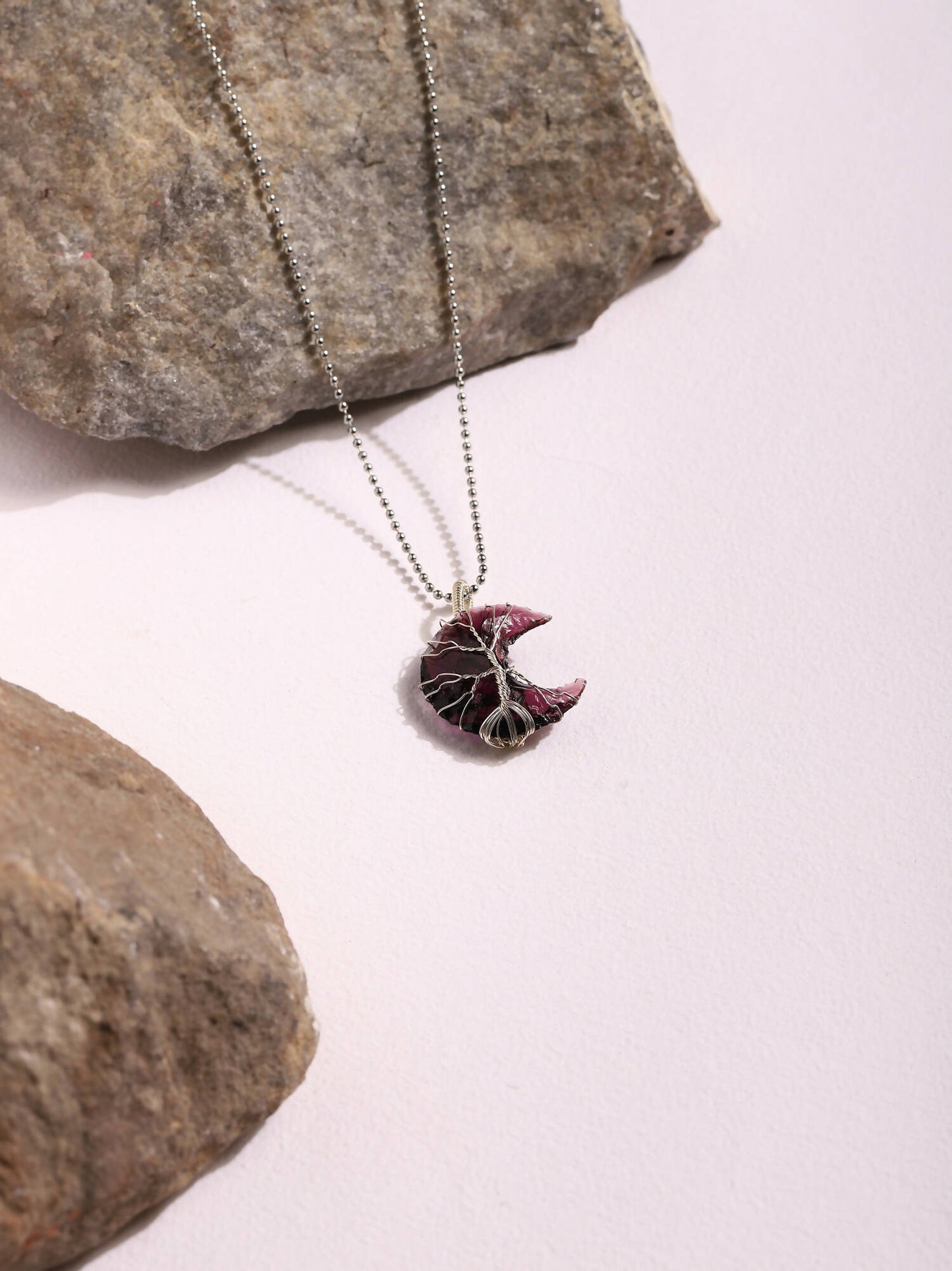 Women's Silver-Toned Purple Silver-Plated Handcrafted Chain - Ruby Raang