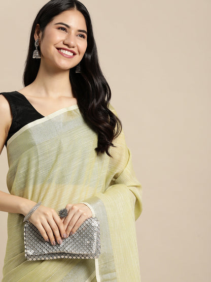 Anaita Green Linen Saree With Blouse