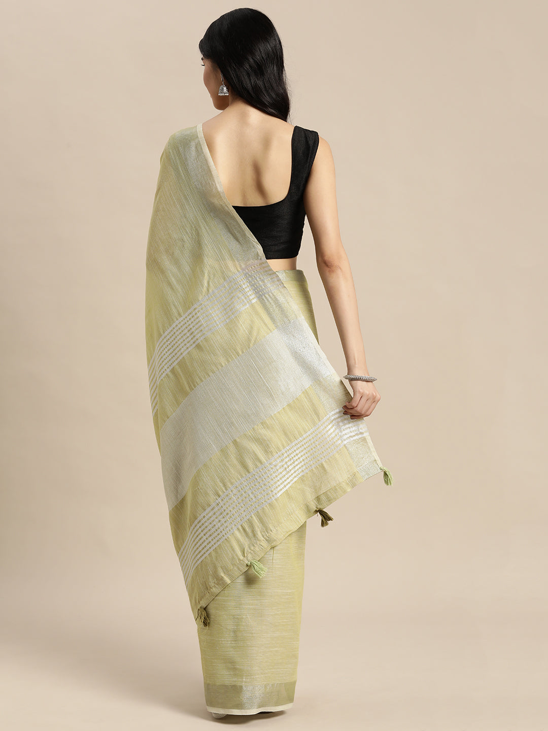 Anaita Green Linen Saree With Blouse