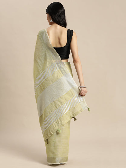 Anaita Green Linen Saree With Blouse