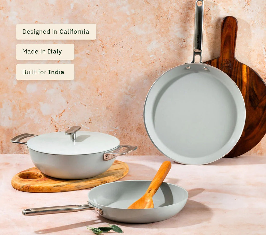 Ember Cookware Set of 3 with Storage Capri Series (Frypan+Kadai+Dutch Oven)