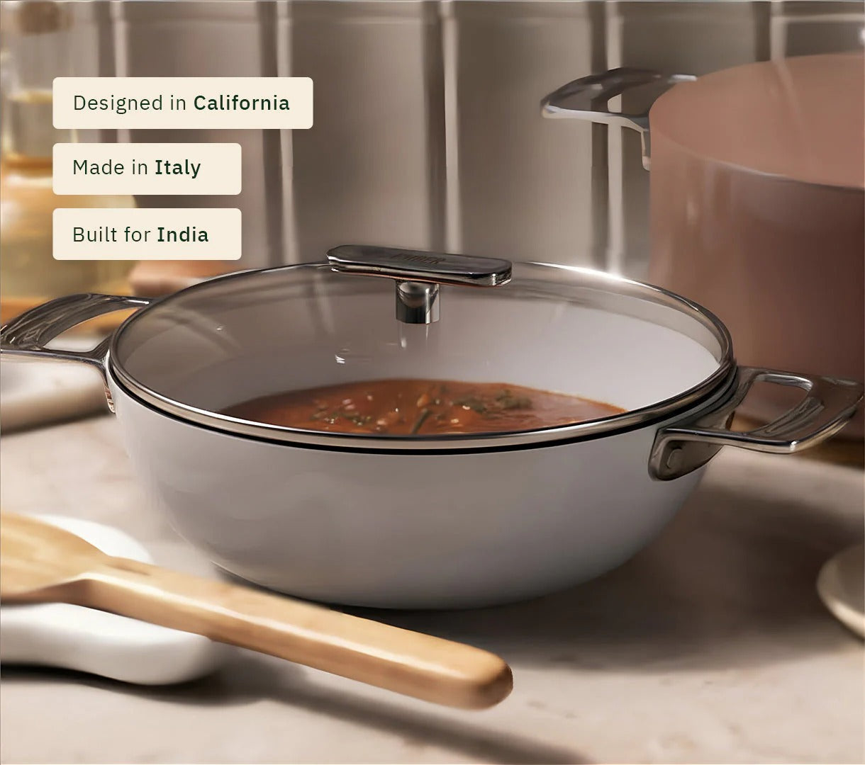 Ember Kadai 24cm Florence Collection Stainless Steel Handle Ceramic Non-Stick