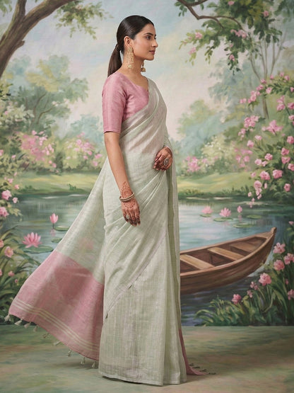 Anaita Grey Tissue Saree With Blouse