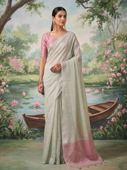 Anaita Grey Tissue Saree With Blouse