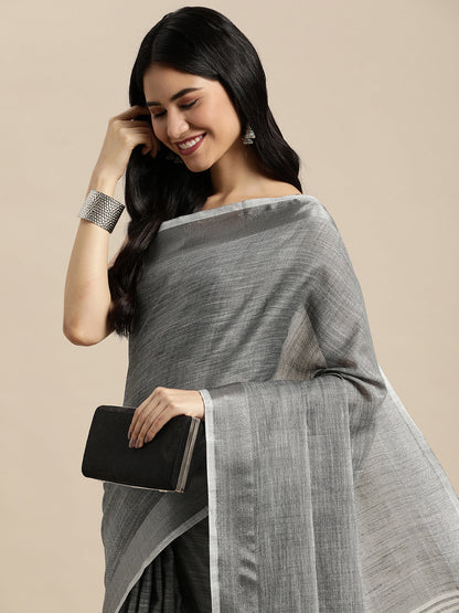 Anaita Grey Linen Saree With Blouse