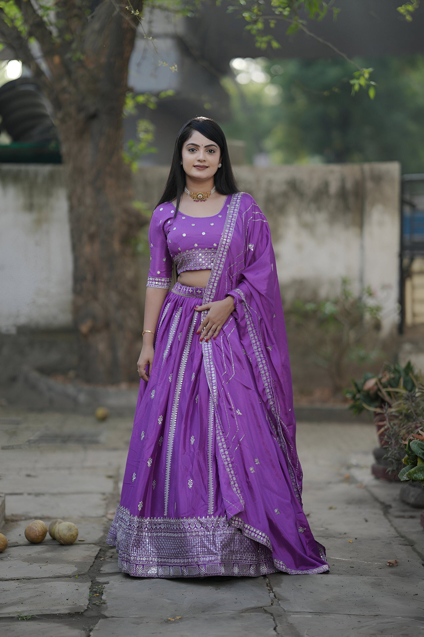 Lehenga Mart Designer Bollywood Style Wedding Lehenga Choli - Purple