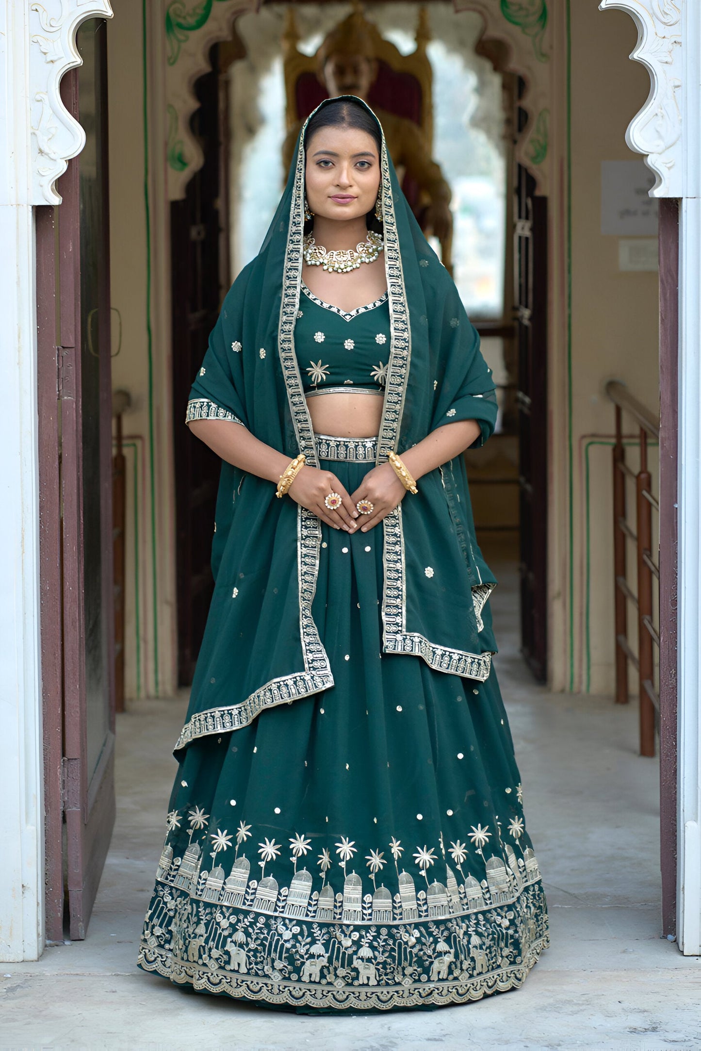 Lehenga Mart Designer Bollywood Style Wedding Lehenga Choli - Green