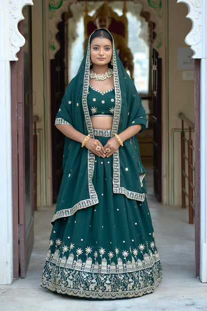 Lehenga Mart Designer Bollywood Style Wedding Lehenga Choli - Green