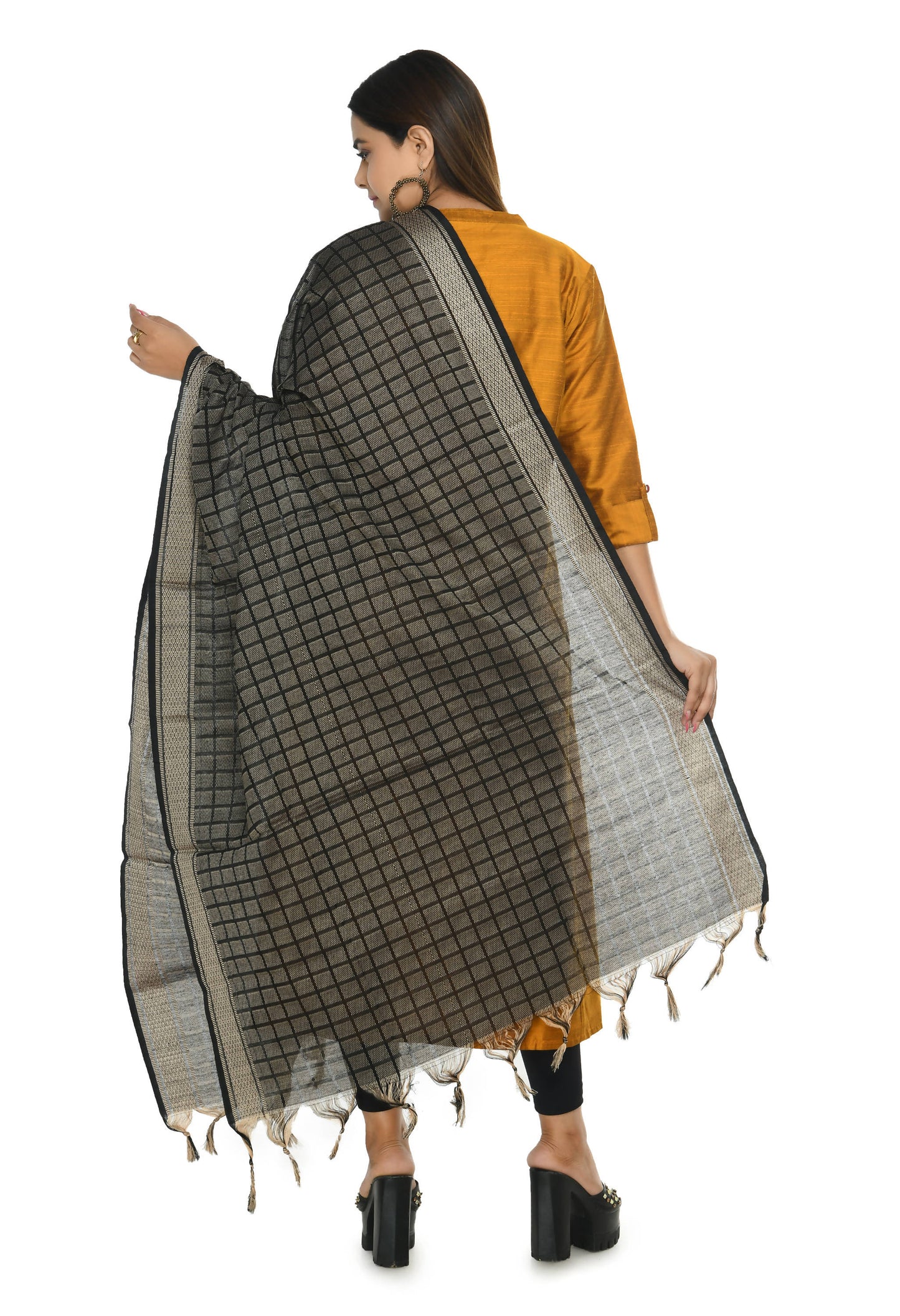 Mominos Fashion Moeza Handloom Cotton Black Dupatta