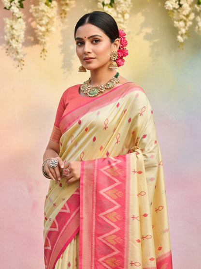 Shree Shyam Fashion Cream Soft Silk Saree