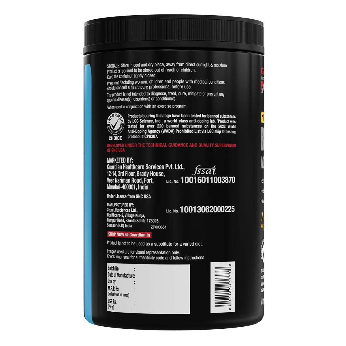 GNC AMP Gold Series BCAA Advanced  Fuels Lean Muscle Strength & Recovery