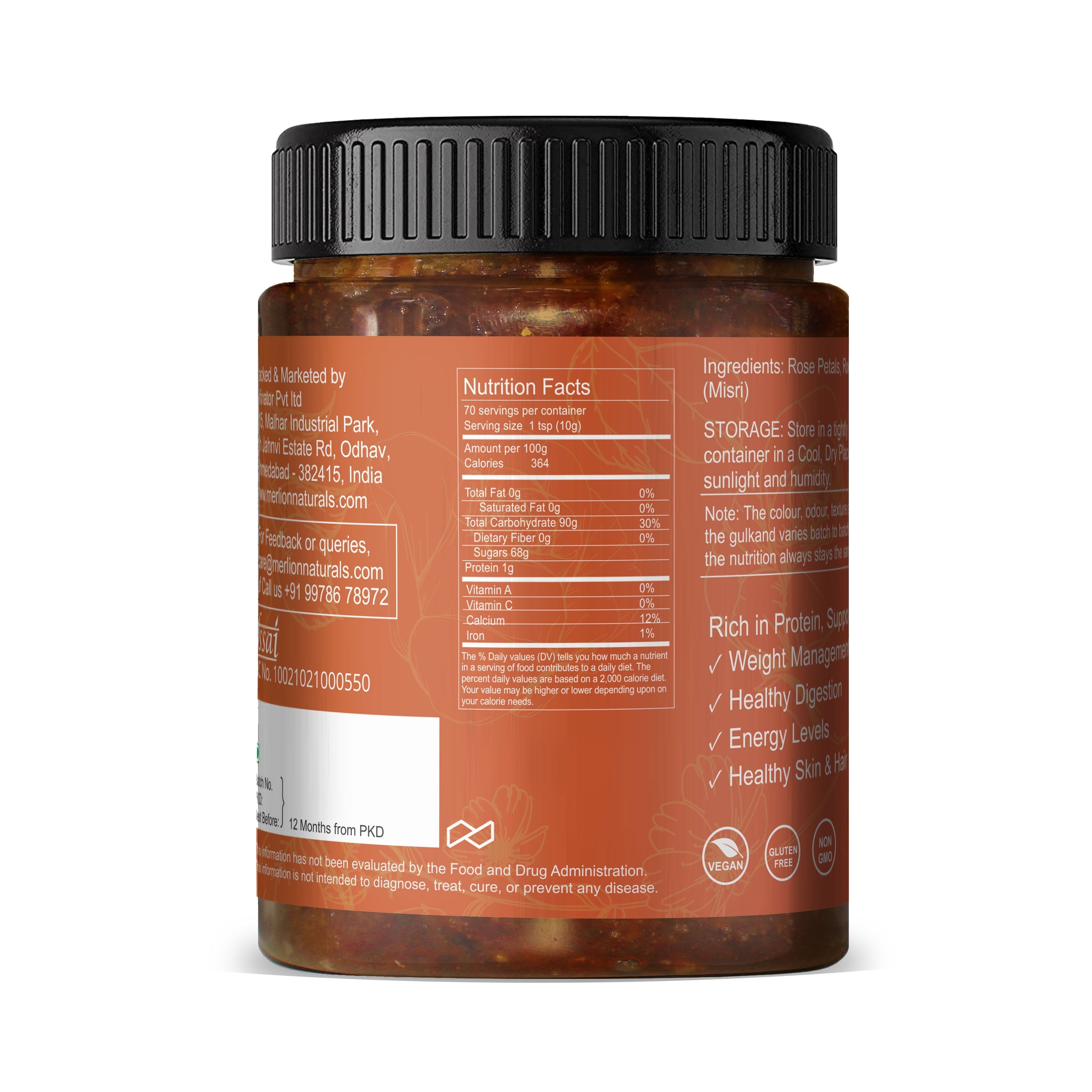 Merlion Naturals Rose Petals Jam  Gulkand - 700 gms