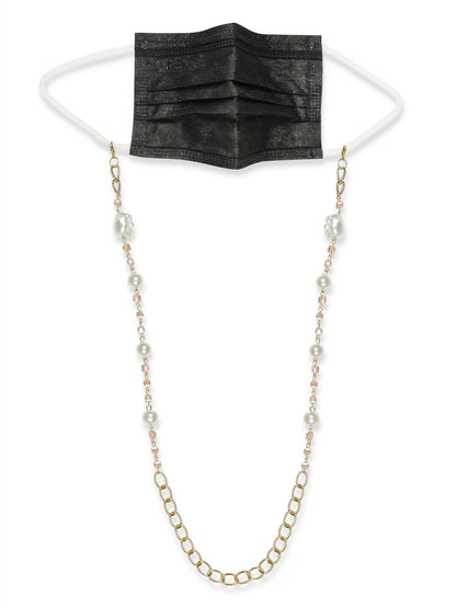 White Golden Embellished Mask Chain - Ruby Raang