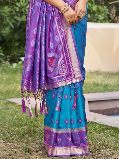 Shree Shyam Fashion Rama Blue Pochampally Silk Saree