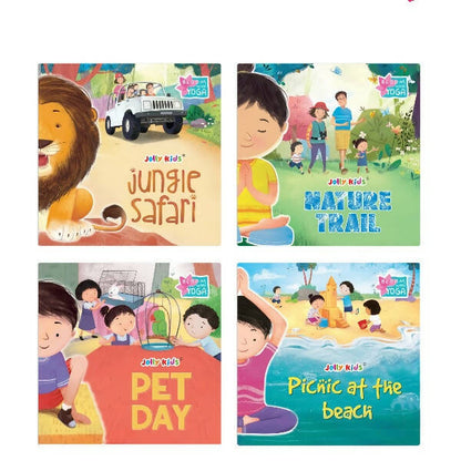 Jolly Kids Bloom With Yoga Books For Kids| Set of 4| Ages 3 - 7 Year| Yoga in Different Places Like Jungle, Beach, Schools, Gardens etc.