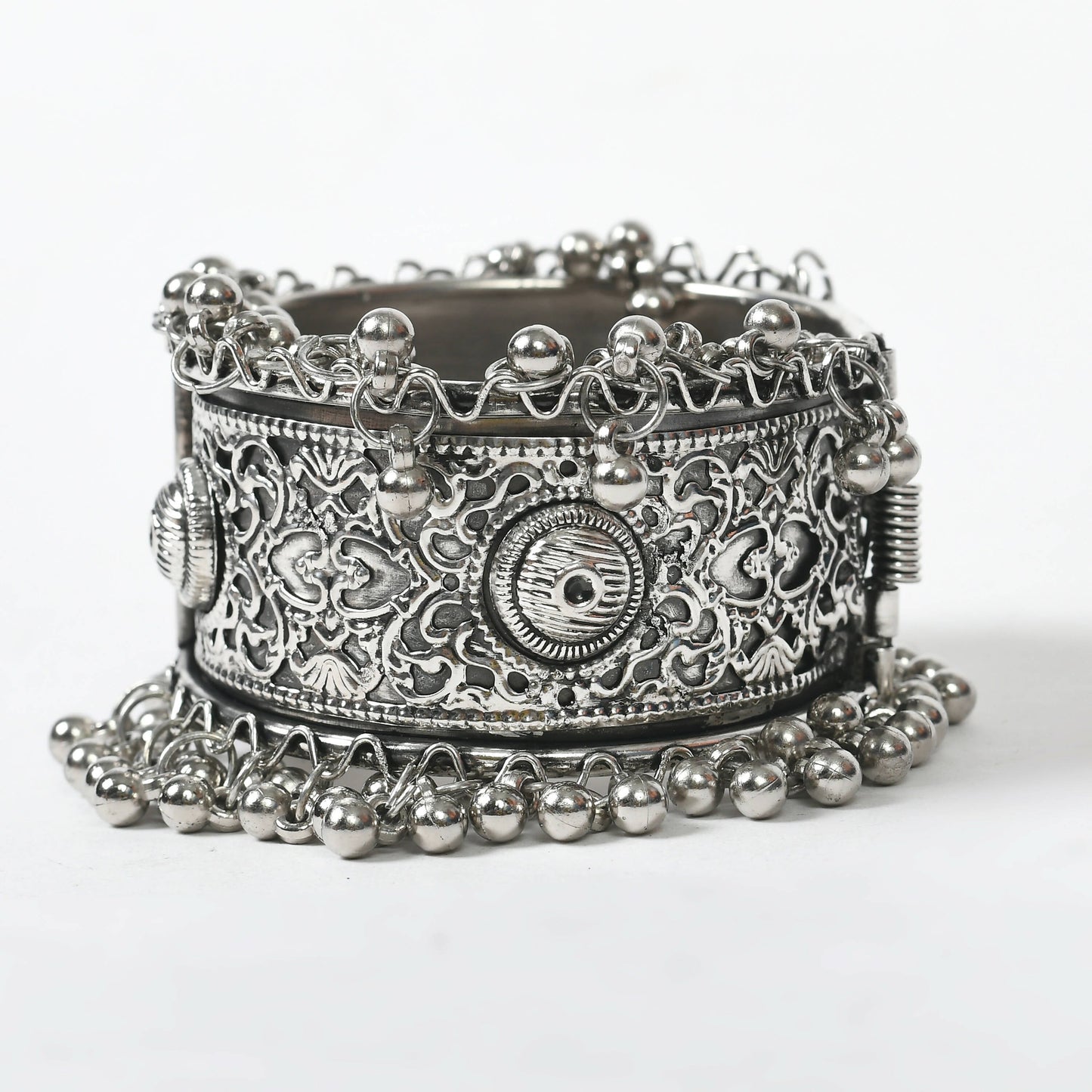 Mominos Fashion Joharkamal Oxidised Silver-Plated Ghungroo Handcraft Bracelet - Design 022