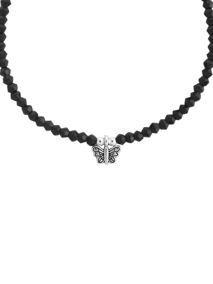 VOJ Women Black Color stainless steel Anklet