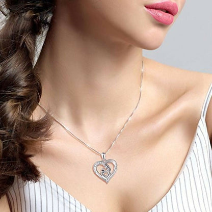 Cauer Elegant 14K White Gold Plated Moissanite Pendant Necklace