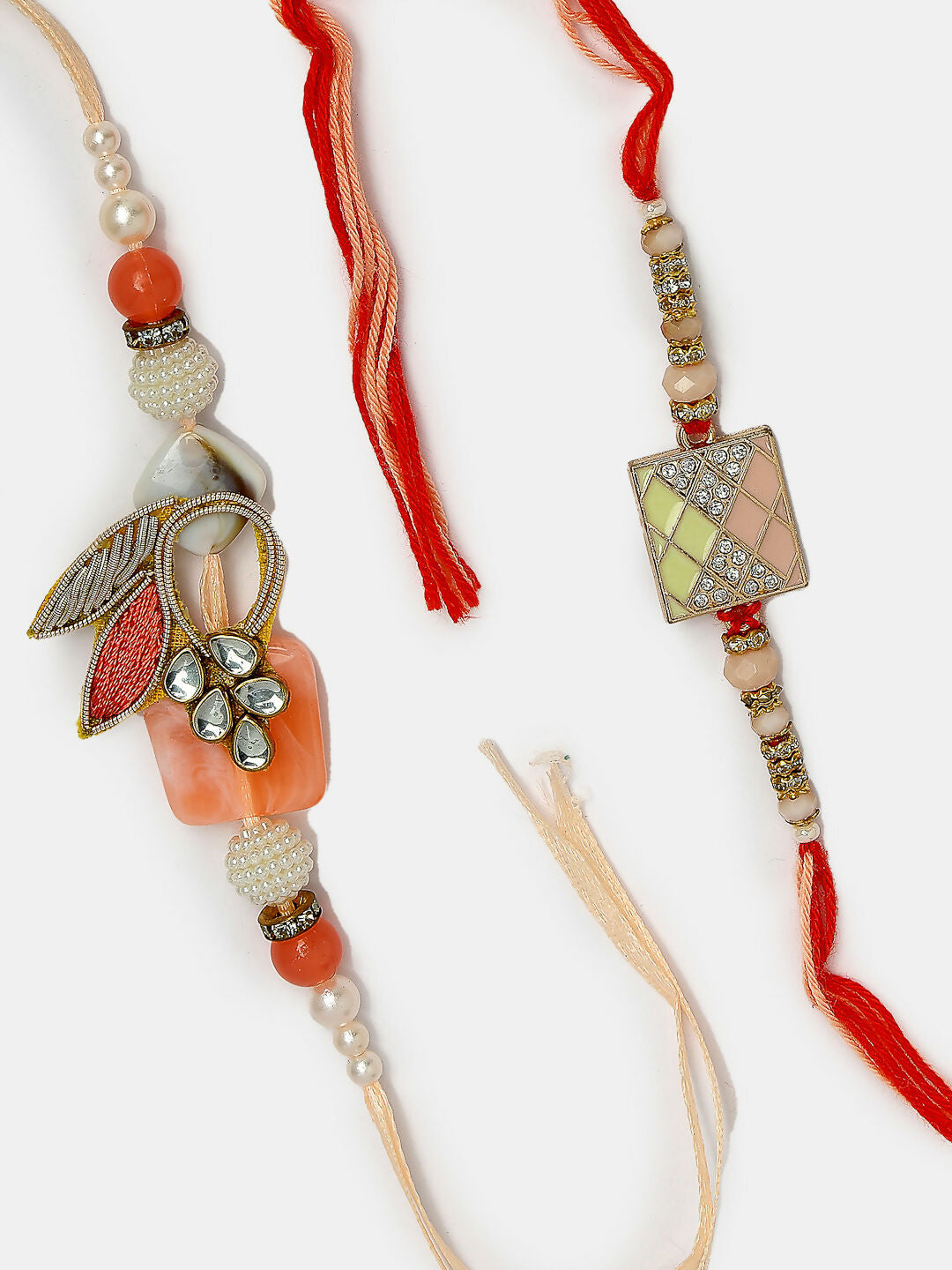NVR Men Set of 2 Multicolor Stone-Studded Rakhi With Roli Chawal