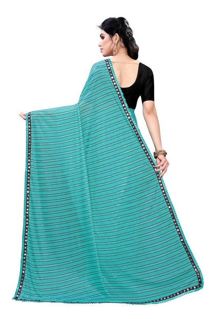 Vamika Rama Green Malai Silk Printed Saree (Zigzag Rama)