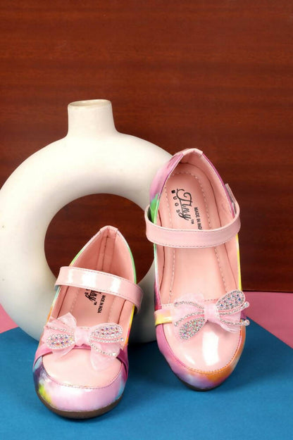 Tiny Bugs Girls Party Wear Velcro Ballerinas - Pink