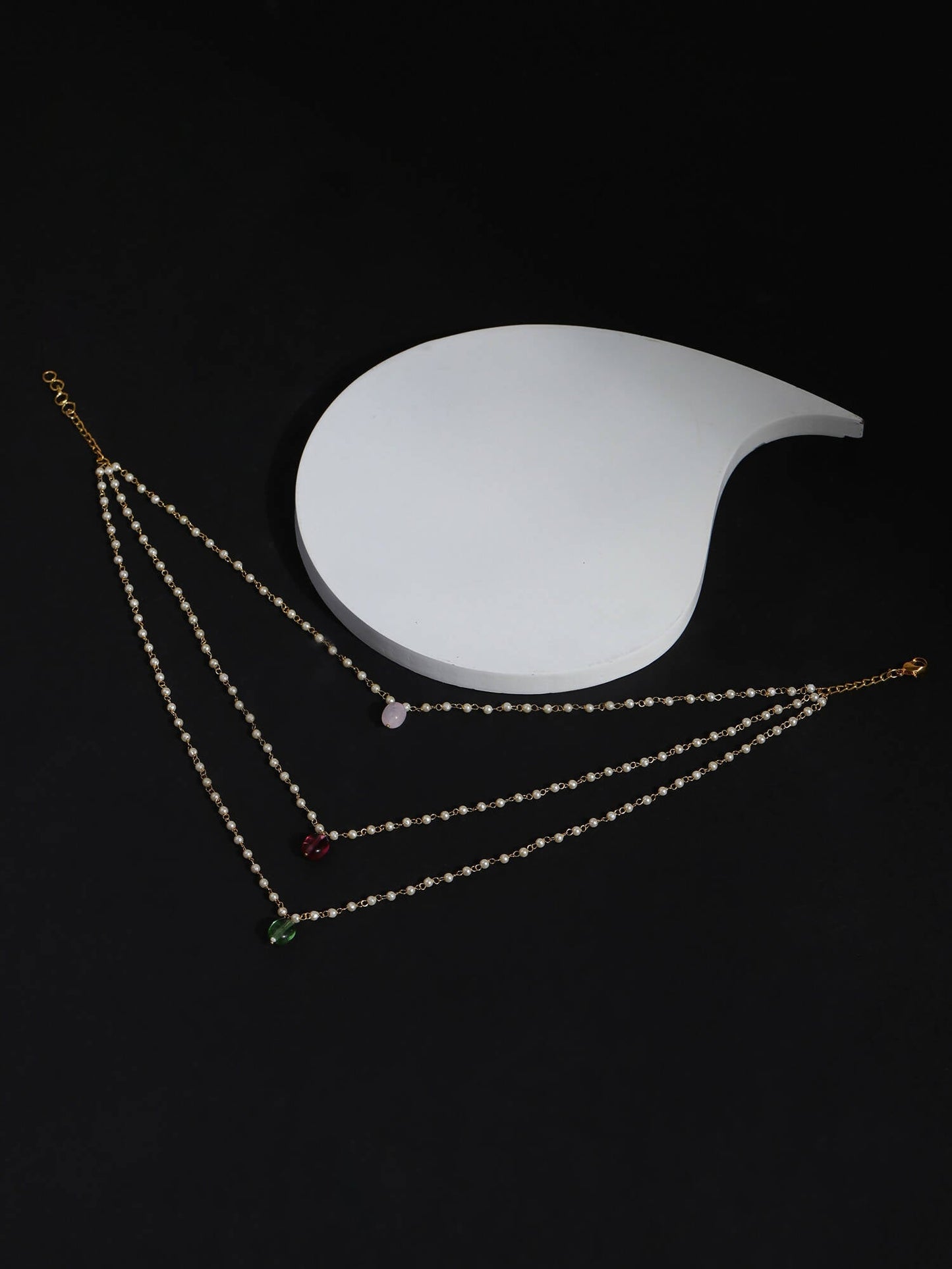 White Pink Brass Gold-Polished Necklace - Ruby Raang