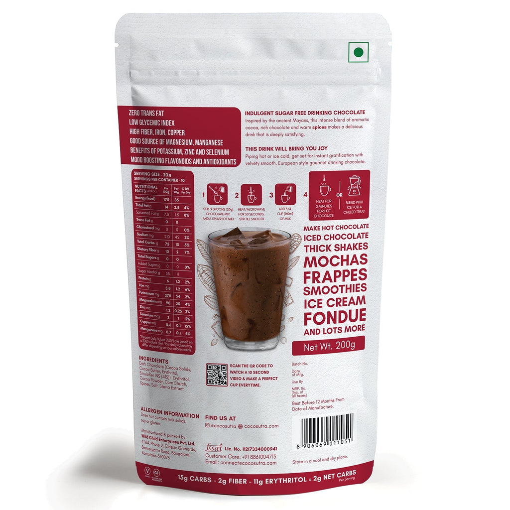 Cocosutra Sugar Free Drinking Chocolate Mix Hazelnut - 200 gms