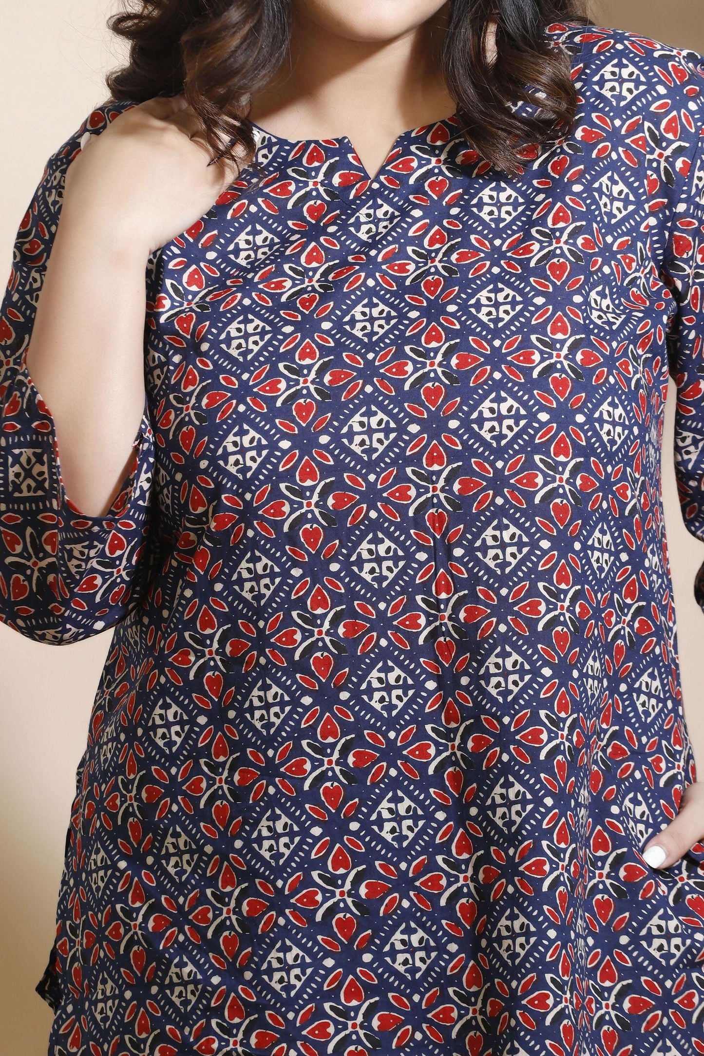 Breathables Geometric Cotton Co-Ord Set – Blue