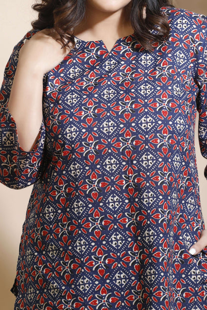 Breathables Geometric Cotton Co-Ord Set – Blue