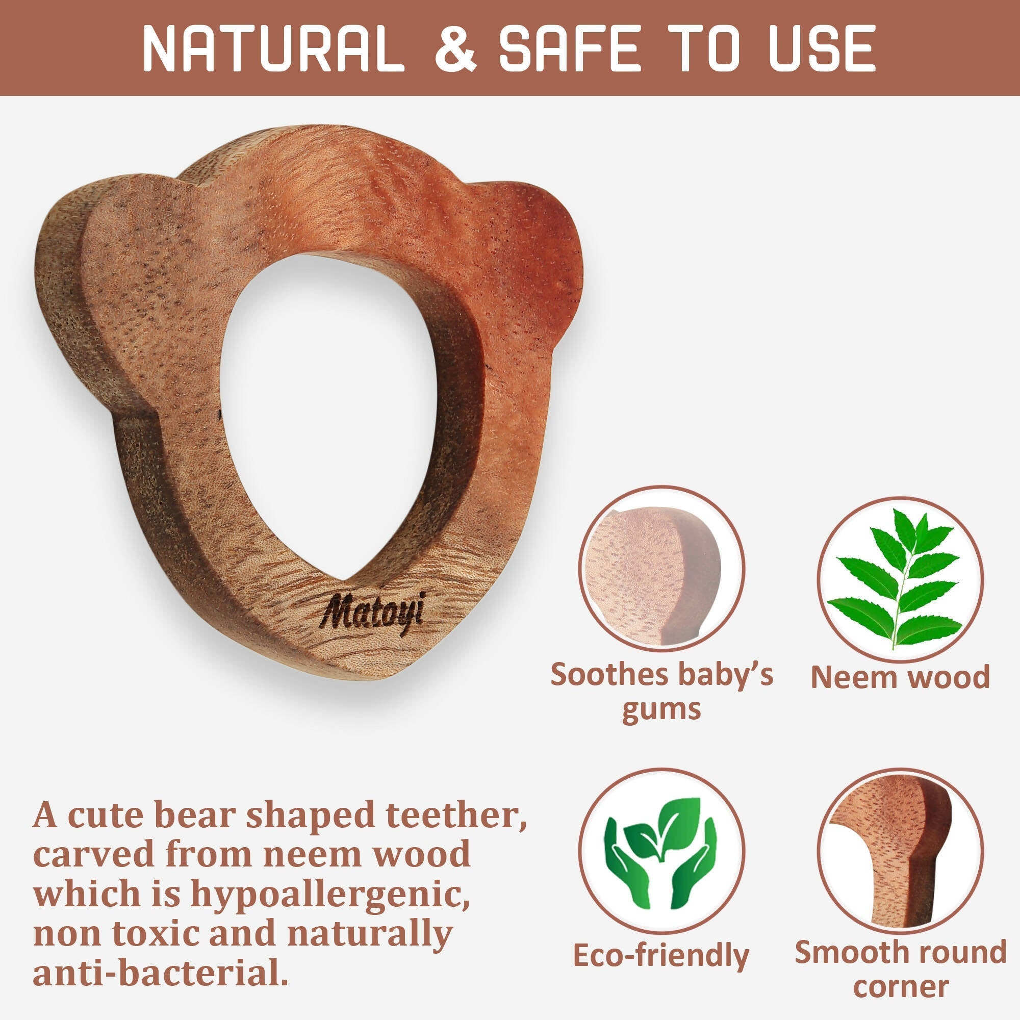 Matoyi 3 Wooden Baby Rattles For Kids