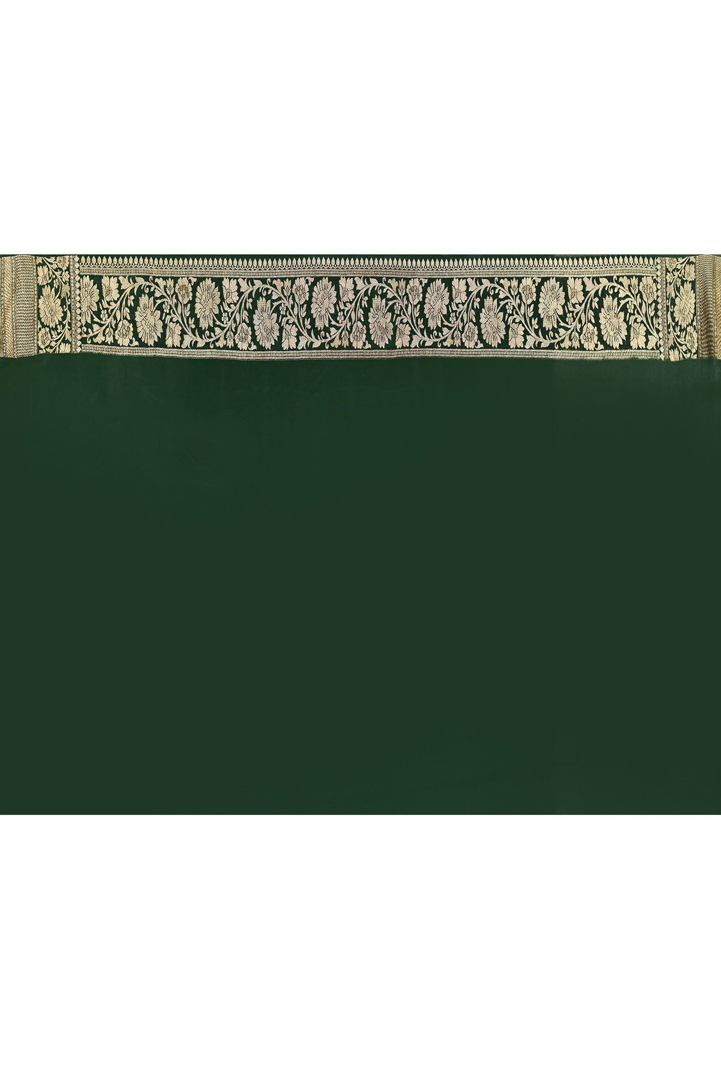 Joban Fashion Emerald Green Crepe Chiffon Pure Handloom Banarasi Silk Saree