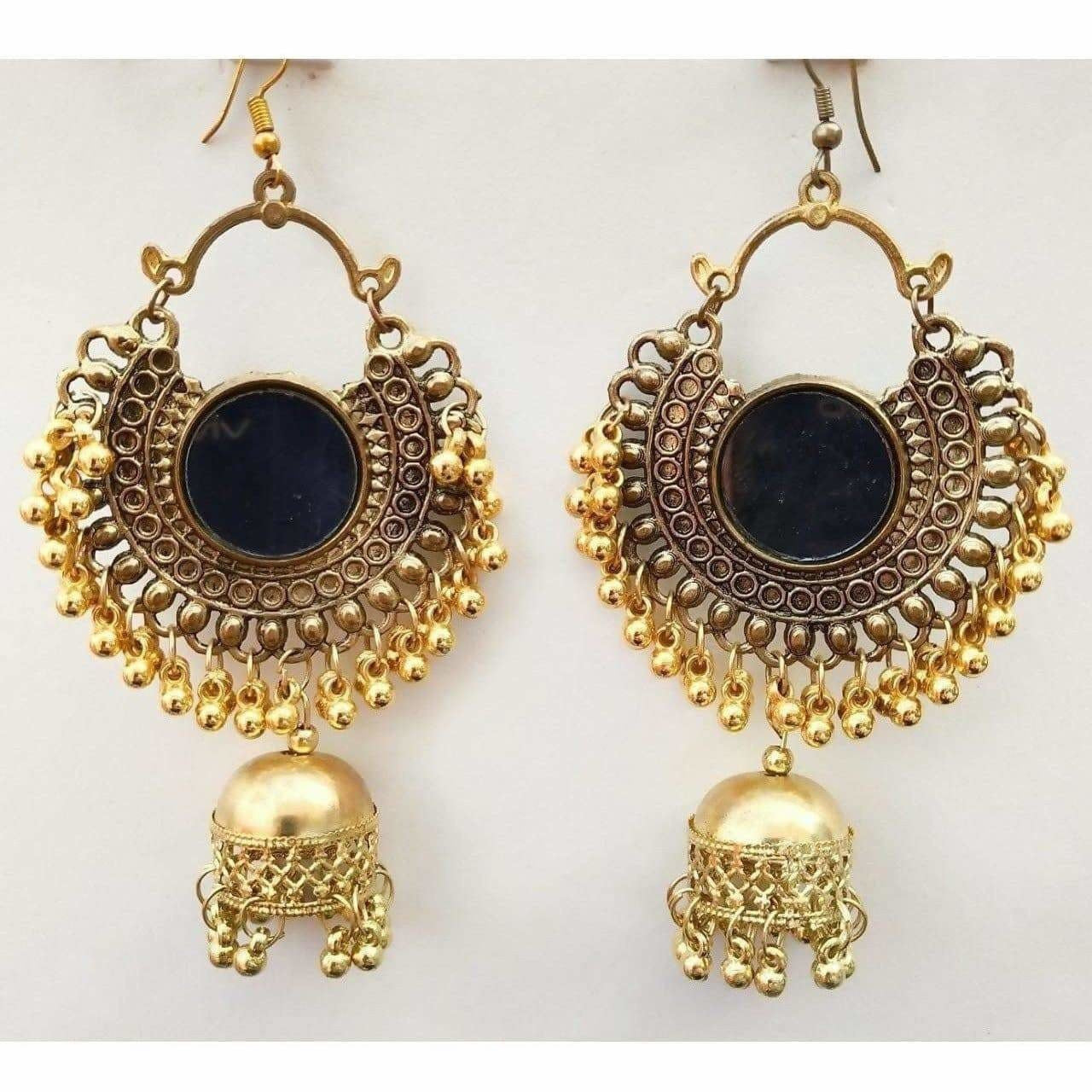 MS Fashion India Gold-Polished Afghani Pearls And Jhumka Long Hanging Traditional Earrings