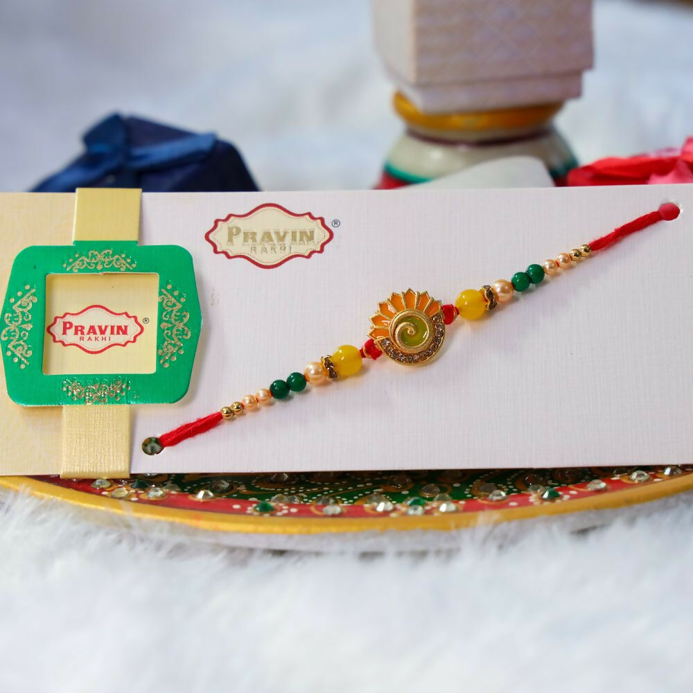 Indianvibez Meenakari Work With Stone Fancy Desginer Rakhi