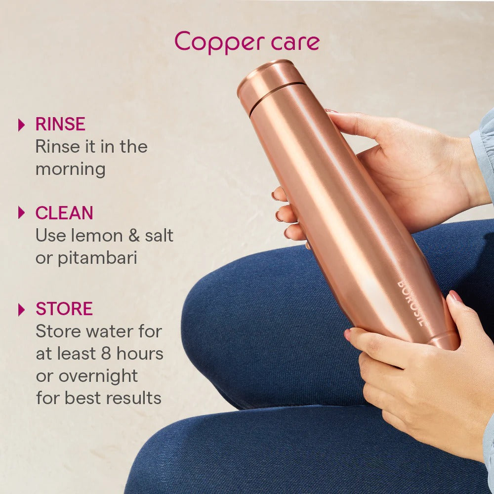 Borosil Orra Plain Copper Bottle 950ml