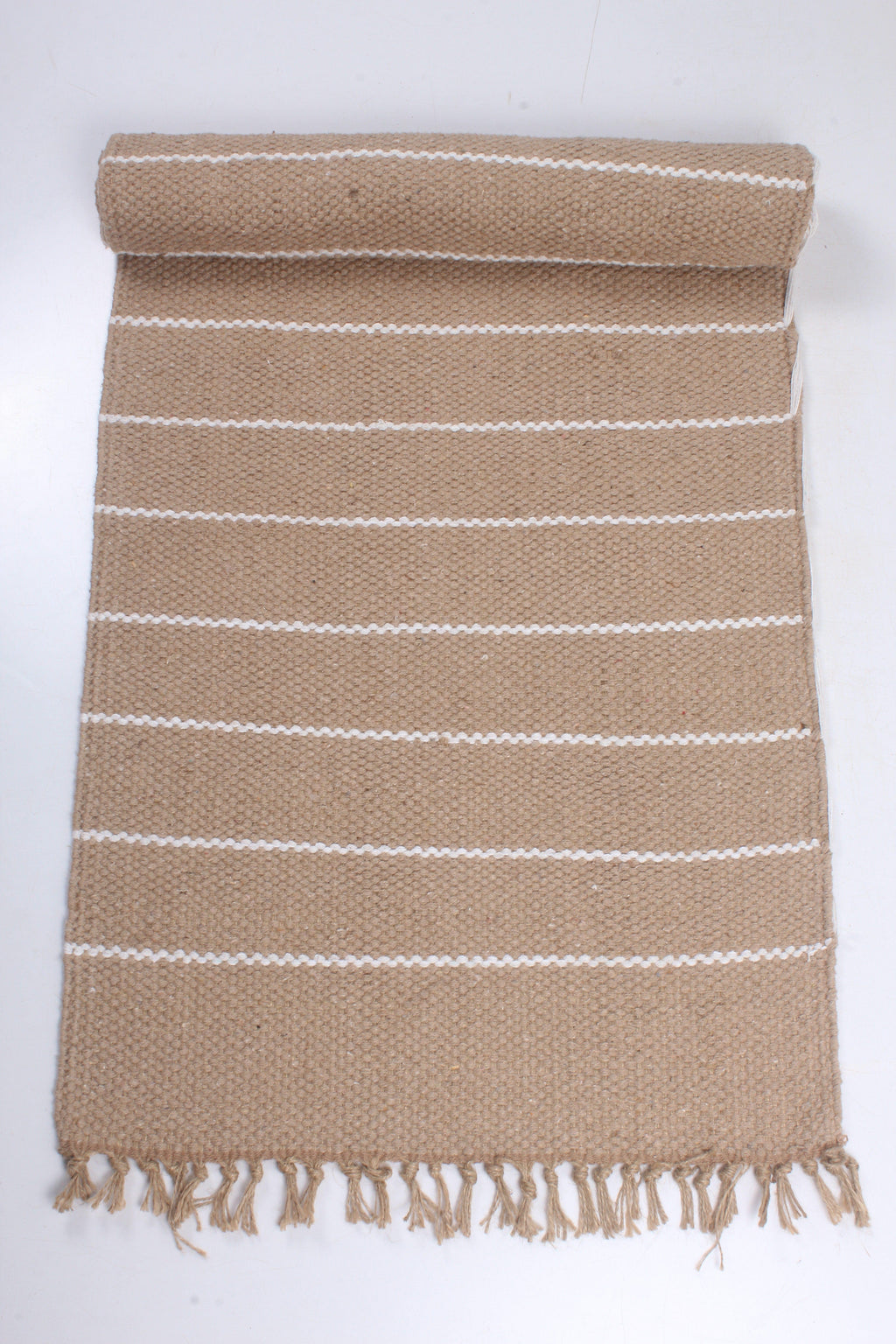 Shramdaan Handwoven Jute Runner with White Stripes