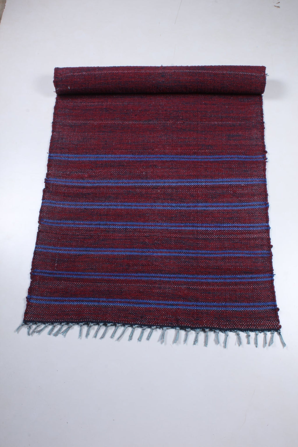 Shramdaan Maroon and Black Shaded Yoga Mat with Blue Stripes