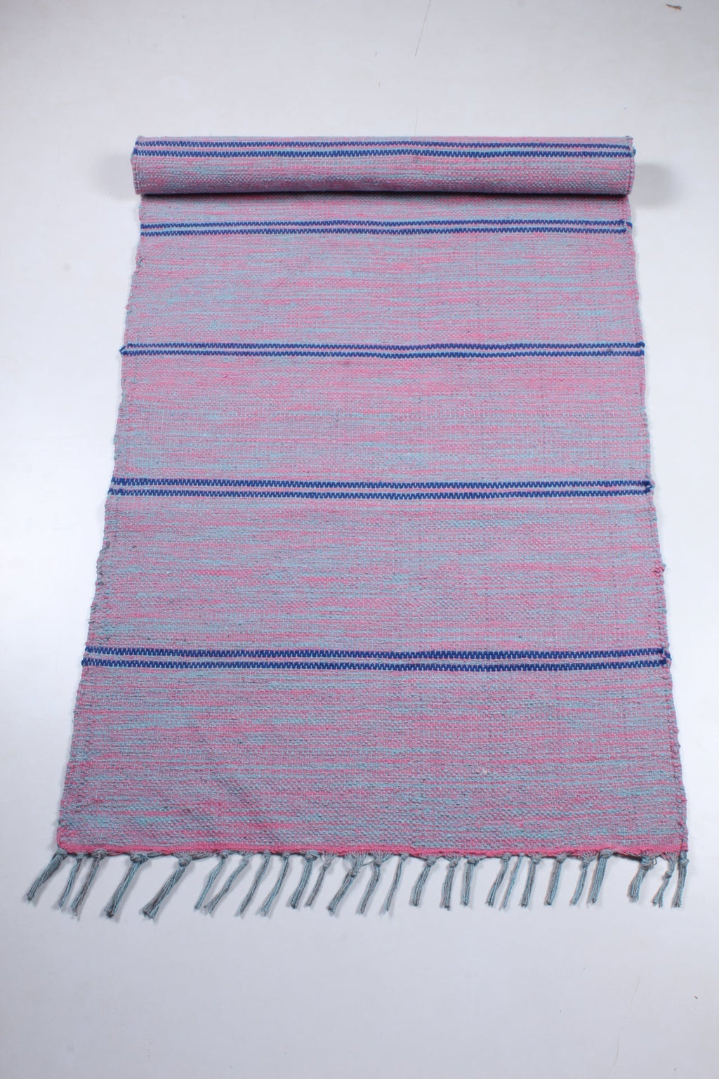 Shramdaan Blue and Red Shaded Yoga Mat with Blue Stripes