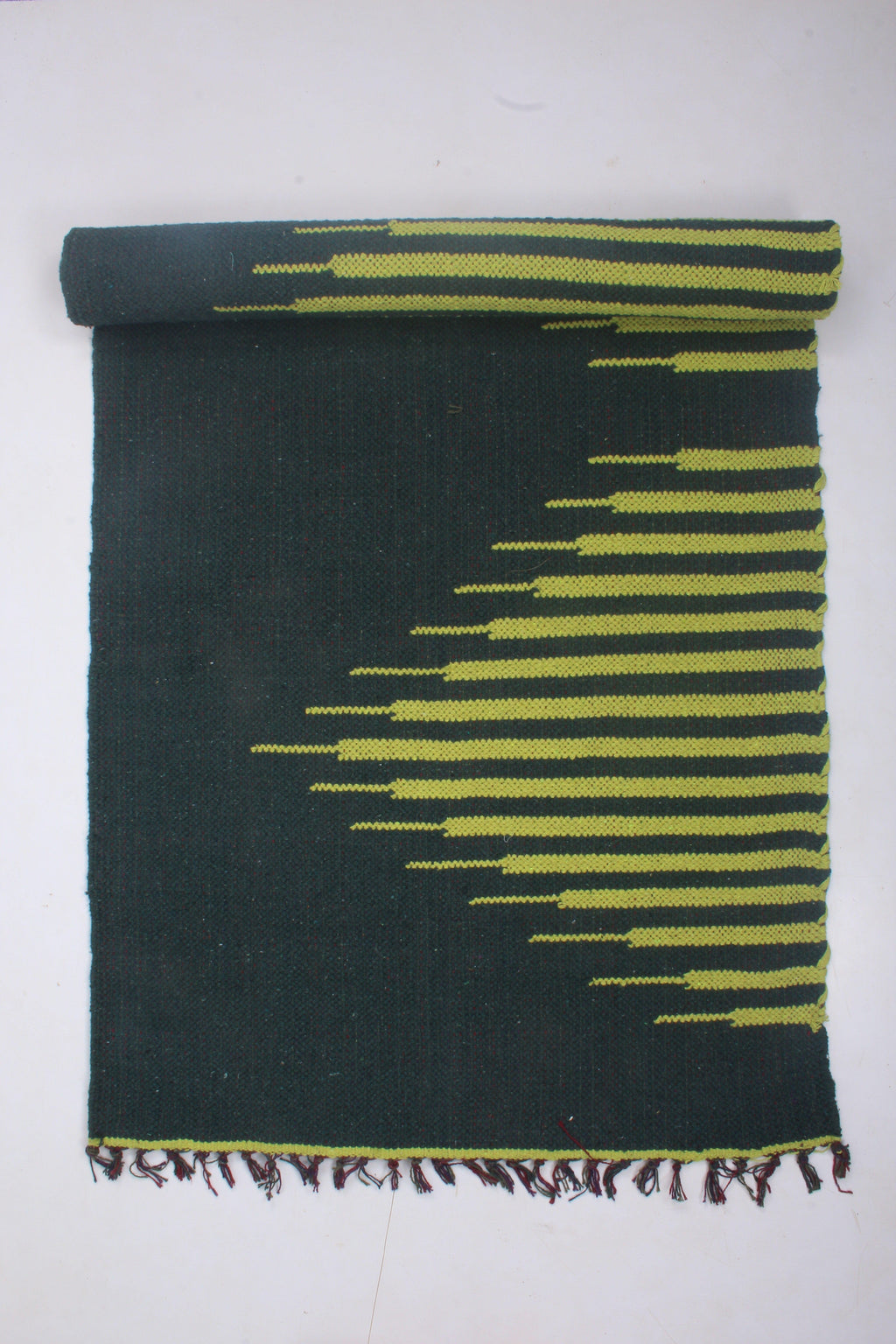 Shramdaan Night Green Yoga Mat with Lime Green Stripes