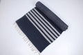 Shramdaan Denim Blue Yoga Mat with Coin Grey Stripes