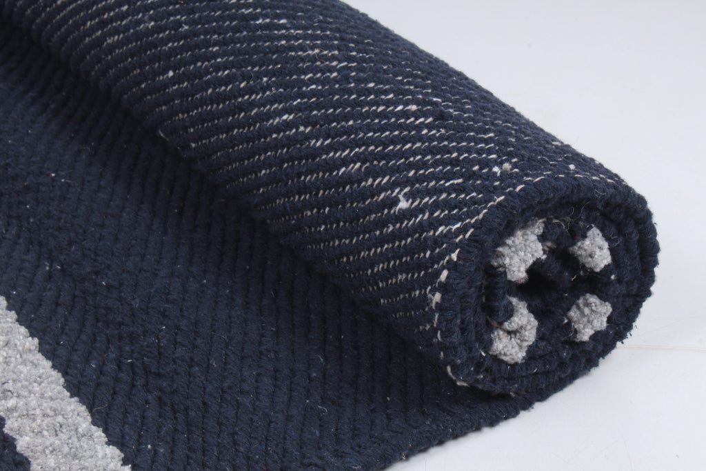 Shramdaan Denim Blue Yoga Mat with Coin Grey Stripes