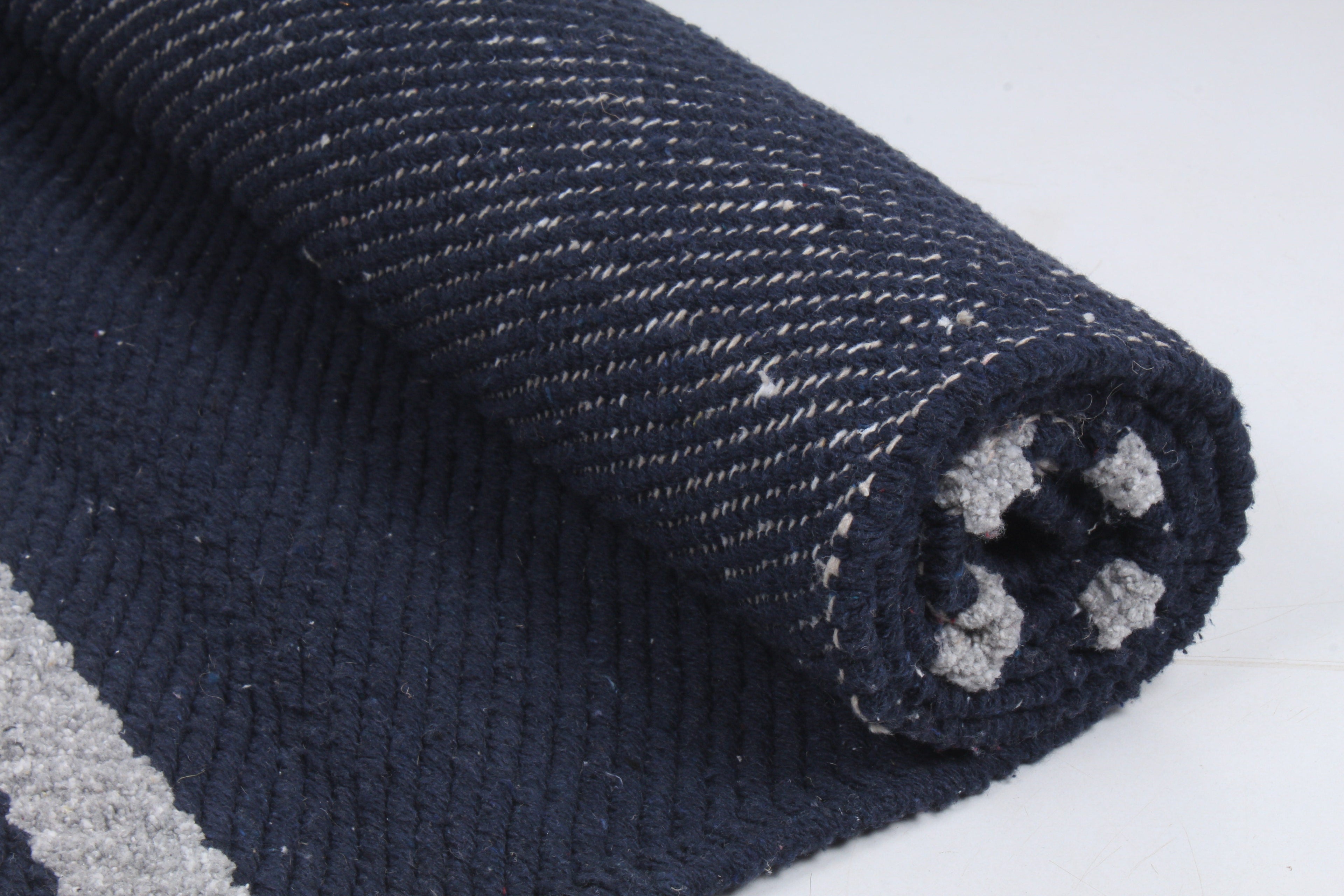 Shramdaan Denim Blue Yoga Mat with Coin Grey Stripes
